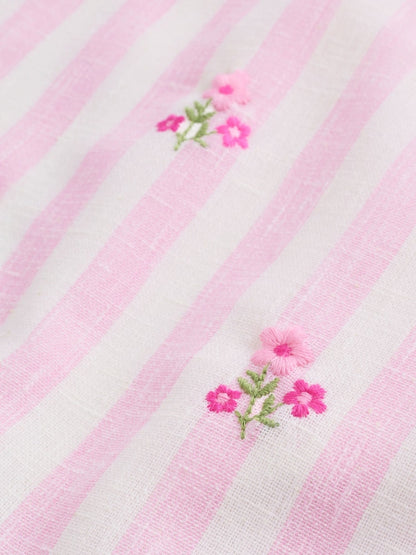 |BabyGirl| Conjunto De Jardineira e Body Listrado Rosa Para Bebê (2 peças, 0 meses a 2 anos)