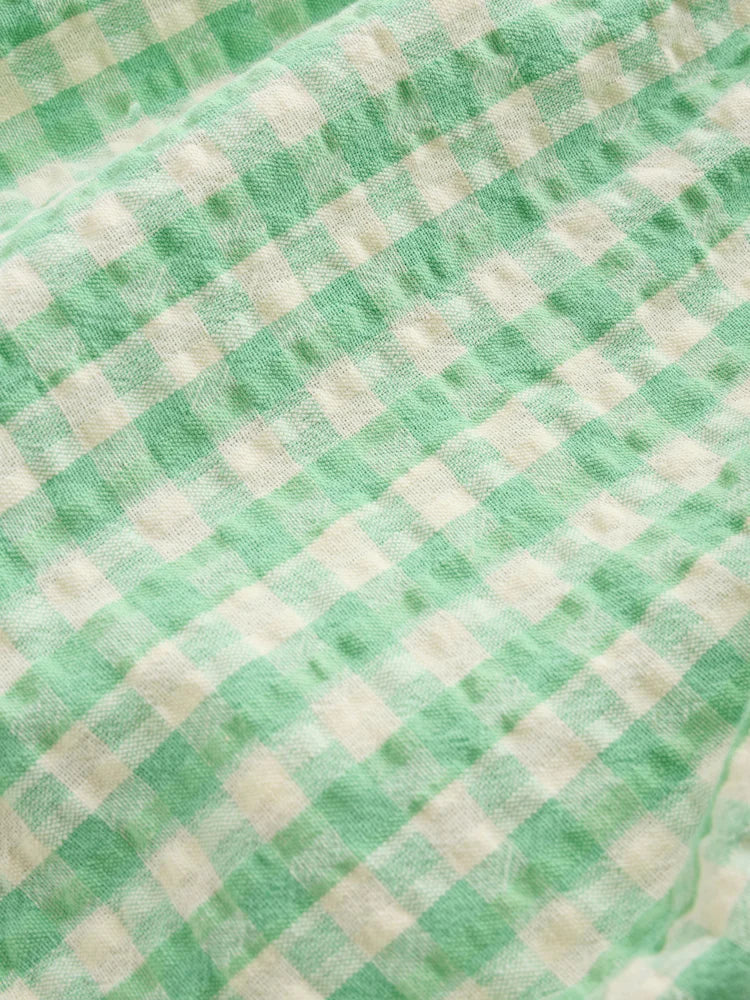 |BabyGirl| Vestido Infantil Verde Xadrez Com Body Integrado (0 meses a 2 anos)