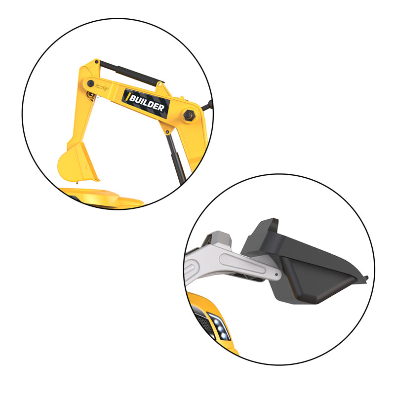 Builder Maxx Smoby  Pedal Tractor with Trailer, Excavator Arm & Loading Bucket, Yellow, Kids Ride-On Toy