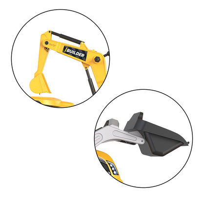 Builder Maxx Smoby  Pedal Tractor with Trailer, Excavator Arm & Loading Bucket, Yellow, Kids Ride-On Toy