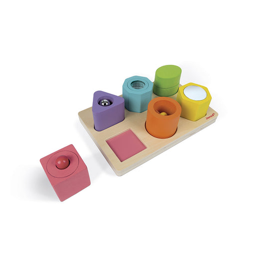 Janod Puzzle de 6 Bloques con Formas y Sonidos de Madera