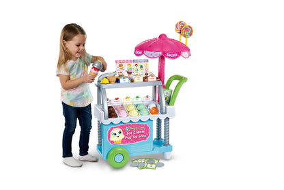 LeapFrog Scoop & Learn Ice Cream Pop-Up Shop Conjunto de faz de conta com concha de sorvete, jogos educativos e muito mais