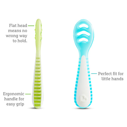 Munchkin Colheres Gentle Dip Multistage First, Azul e Verde, Pacote com 3