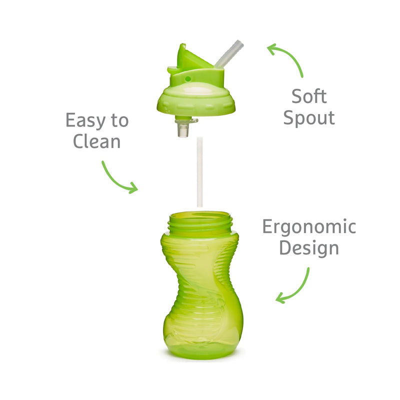 Munchkin Copo com canudo Mighty Grip rosa e verde, pacote com 3 unidades, 300ml