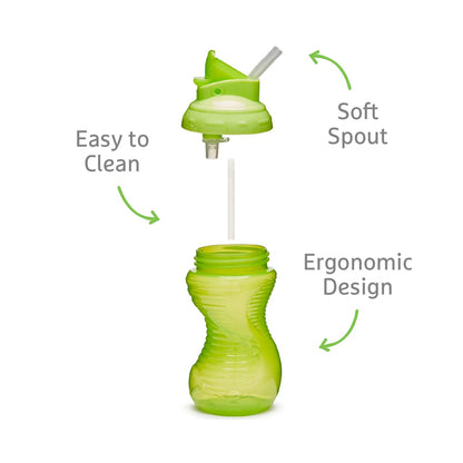 Munchkin Copo com canudo Mighty Grip rosa e verde, pacote com 3 unidades, 300ml