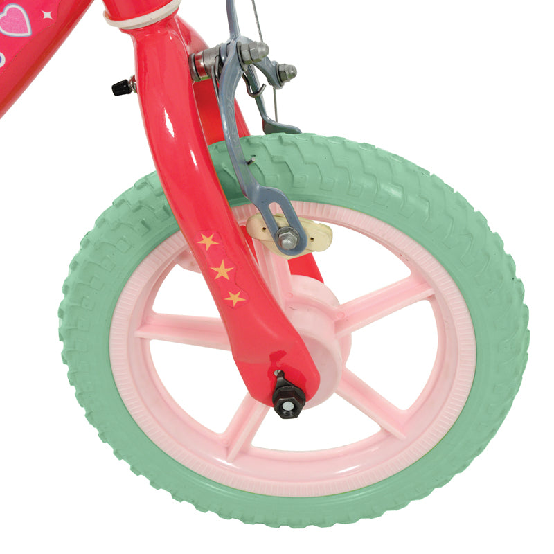 Peppa PigBicicleta Infantil  de 12 Polegadas – Quadro de Aço, Pneus de EVA, Freios Dianteiro e Traseiro, Cestinha e Selim Ajustável