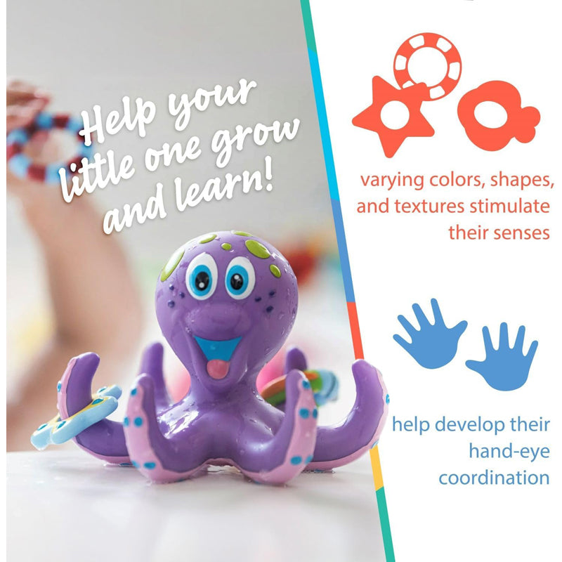 Nuby Brinquedo de Banho Polvo Flutuante com Argolas | Jogo Aquático Divertido para Bebês e Crianças | Brinquedo para a Hora do Banho