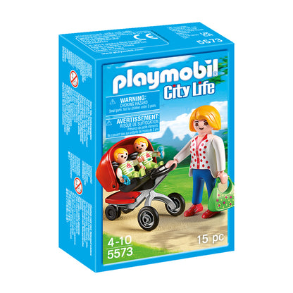Playmobil Mãe da vida urbana com carrinho duplo
