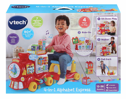 VTech 4-in-1 Alphabet Express | Interactive Ride-On Train, Walker & Pull Cart | Learning Toy
