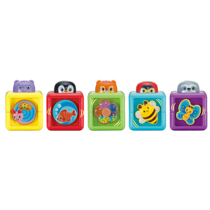 VTech Blocos de montar Pop-a-Blocks fortalecem as habilidades motoras finas e grossas