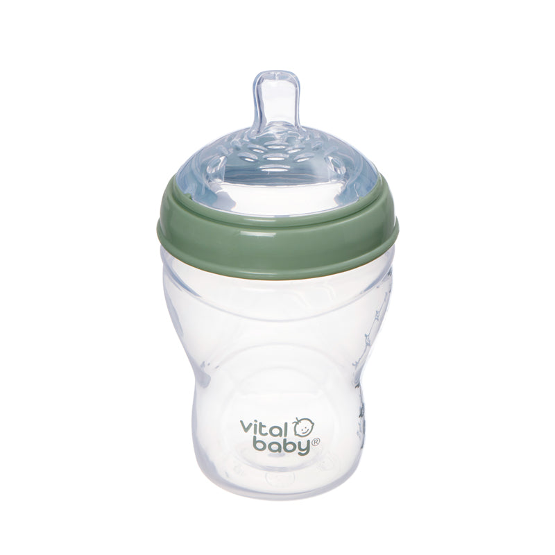 Vital Baby Mamadeira Nurture com design semelhante ao seio materno, 240ml, pacote com 2 unidades.