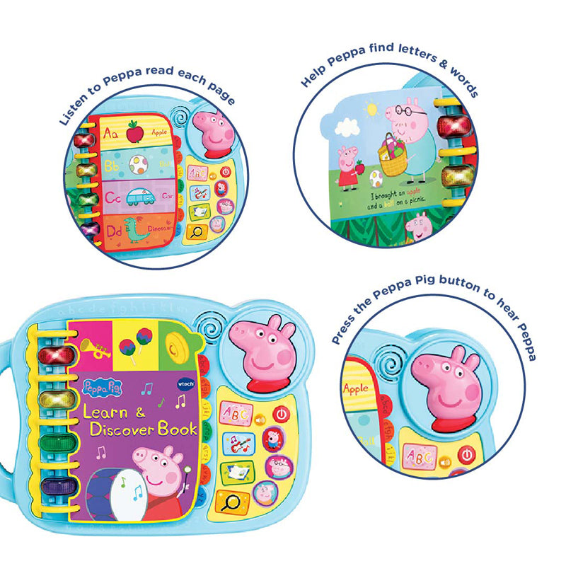 Vtech Livro Peppa Pig: Aprenda e Descubra. Pressione os botões que acendem.