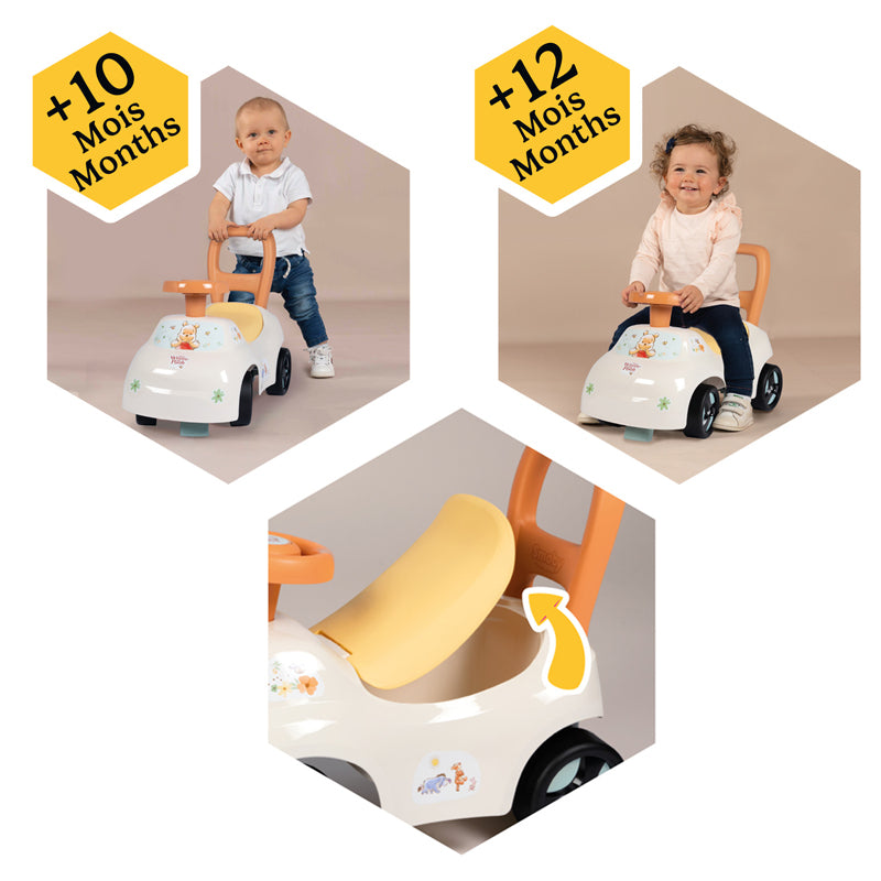 Winnie The Pooh Andador e Carrinho de Passeio 2 em 1 Smoby Disney – Com Encosto e Porta-objetos – Fabricado na França