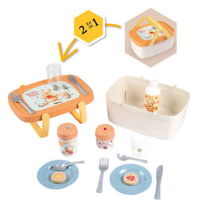 Winnie the Pooh Conjunto de Brinquedo de Faz de Conta Smoby Disney – Cesta de Piquenique 2 em 1 com 15 Acessórios (Mesa, Comida, Pratos e Talheres) – Fabricado na França
