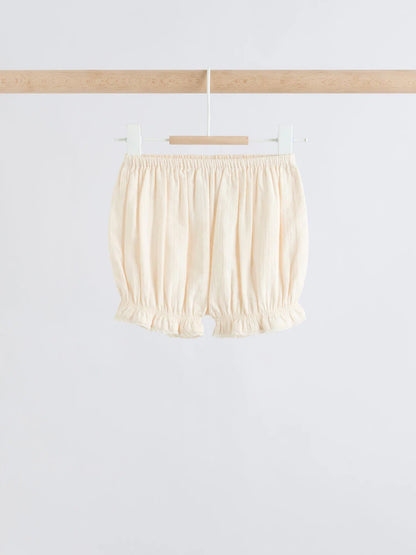 |BabyGirl| Conjunto De 2 Peças Para Bebê, Composto Por Blusa e Shorts Em Tecido Branco (0 meses a 2 anos)
