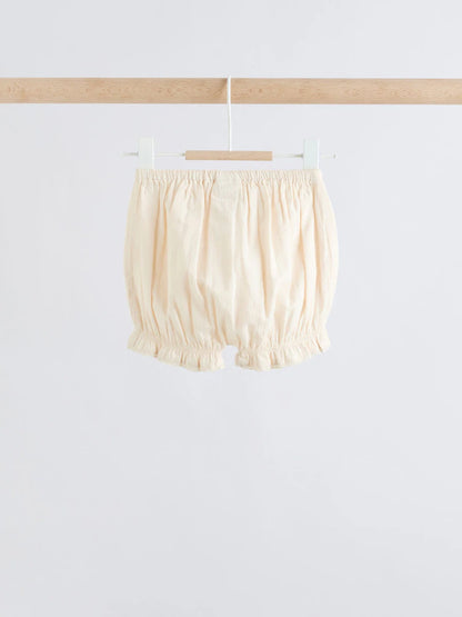 |BabyGirl| Conjunto De 2 Peças Para Bebê, Composto Por Blusa e Shorts Em Tecido Branco (0 meses a 2 anos)