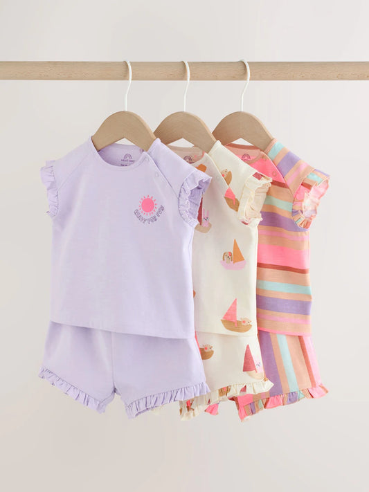 |BabyGirl| Conjunto De Bebê De Verão Com Blusa De Manga Curta e Shorts, 6 peças (0 meses a 2 anos)