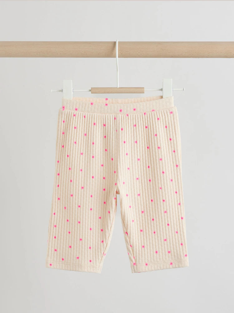 |BabyGirl| Conjunto De 2 Peças Para Bebê Com Blusa Canelada Rosa Com Estampa Floral e Calça pantalona (0 meses a 2 anos)