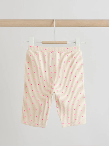 |BabyGirl| Conjunto De 2 Peças Para Bebê Com Blusa Canelada Rosa Com Estampa Floral e Calça pantalona (0 meses a 2 anos)