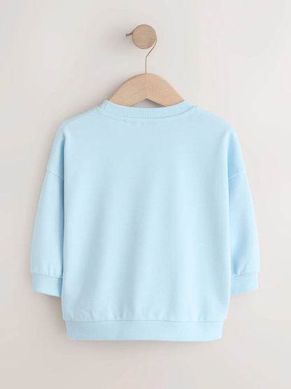 |Boy| Moletom De Gola Redonda Com Estampa De Carro Azul Por Toda a Peça (3 meses a 7 anos)