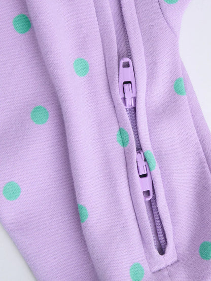 |BabyGirl| Conjunto De 5 Macacões De Dormir Para Bebês Com Zíper Duplo Nas Cores Roxo e Laranja (0-2 anos)