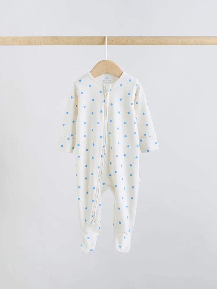 |BabyGirl| Conjunto De 5 Macacões De Dormir Para Bebês Com Zíper Duplo Nas Cores Roxo e Laranja (0-2 anos)