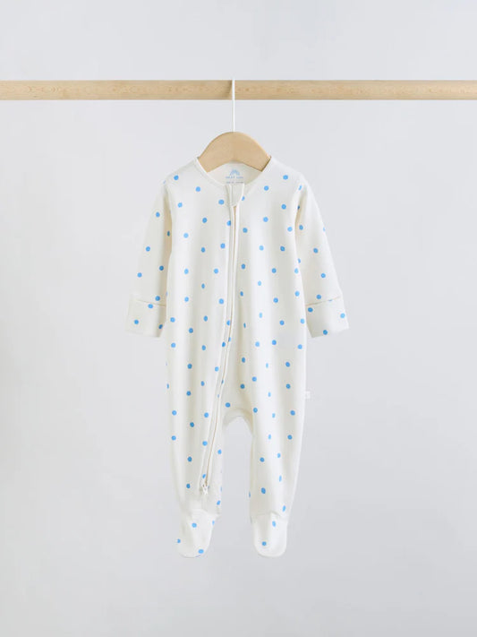 |BabyGirl| Conjunto De 5 Macacões De Dormir Para Bebês Com Zíper Duplo Nas Cores Roxo e Laranja (0-2 anos)