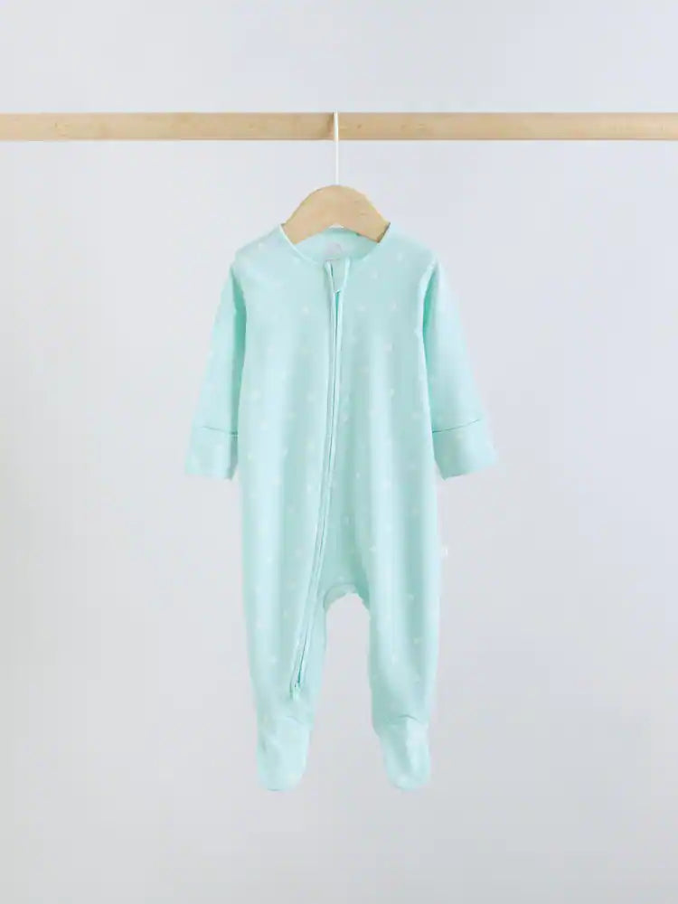 |BabyGirl| Conjunto De 5 Macacões De Dormir Para Bebês Com Zíper Duplo Nas Cores Roxo e Laranja (0-2 anos)
