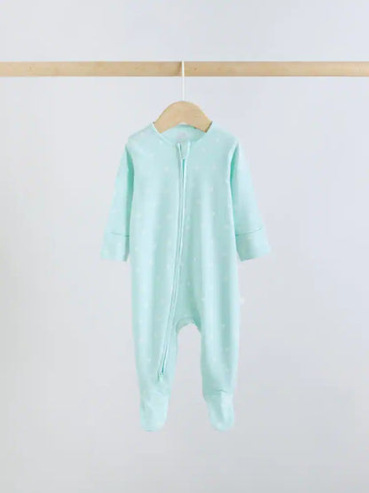 |BabyGirl| Conjunto De 5 Macacões De Dormir Para Bebês Com Zíper Duplo Nas Cores Roxo e Laranja (0-2 anos)