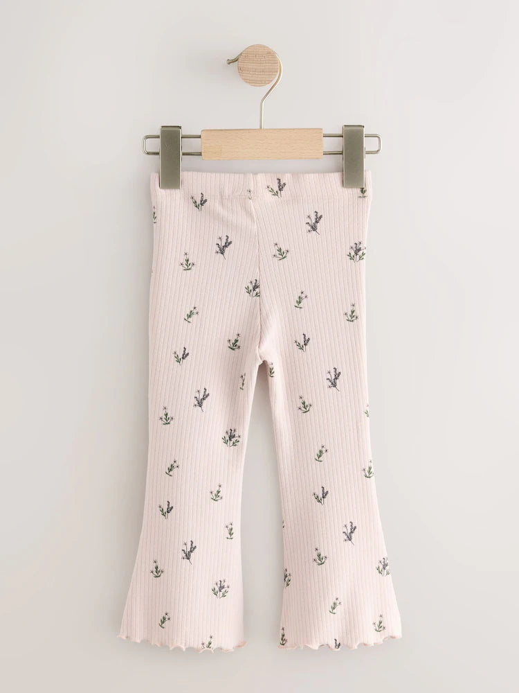 |Girl| Legging Flare Canelada Rosa Claro (3 meses a 7 anos)