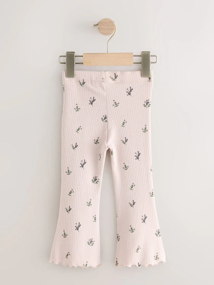 |Girl| Legging Flare Canelada Rosa Claro (3 meses a 7 anos)