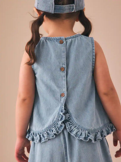 |Girl| Conjunto De Blusa e Calça Jeans Com Bordado De Frutas (3 meses a 7 anos)
