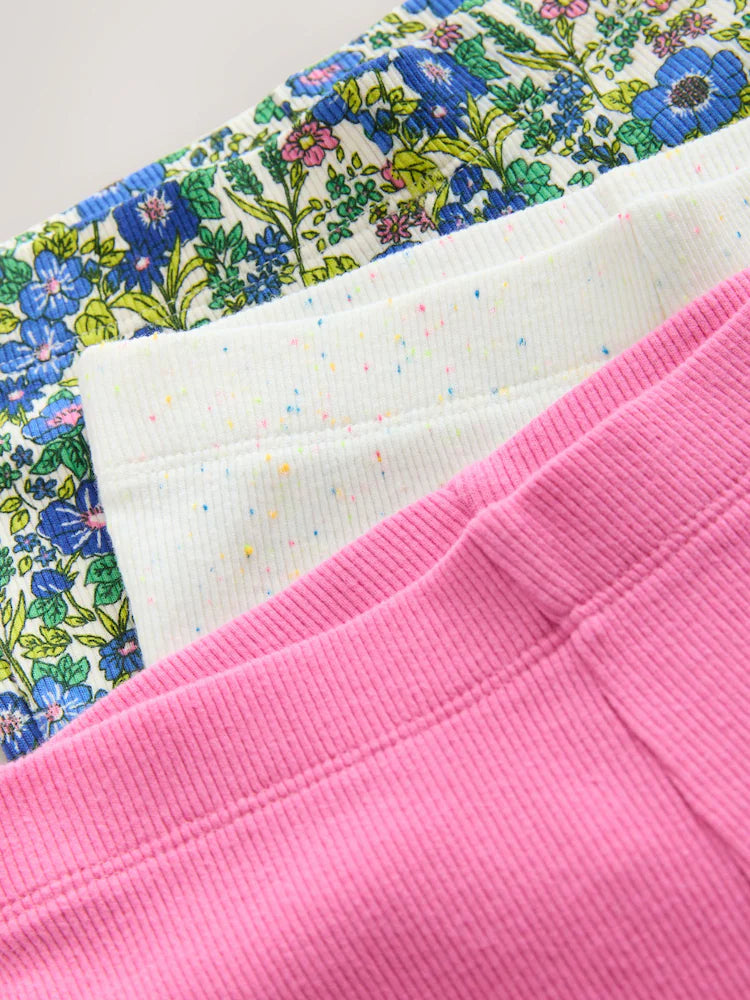 |Girl| Conjunto De 3 Leggings Flare Rosa/Floral (3 meses a 7 anos)