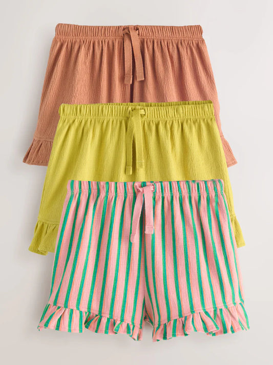 |Girl| Conjunto De 3 Shorts Verde/Laranja (3 meses a 7 anos)
