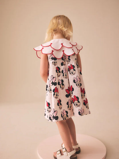 |Girl| Vestido Vermelho da Minnie com Gola – Disney (3 meses a 7 anos)