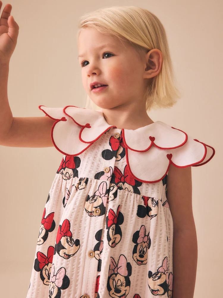 |Girl| Vestido Vermelho da Minnie com Gola – Disney (3 meses a 7 anos)