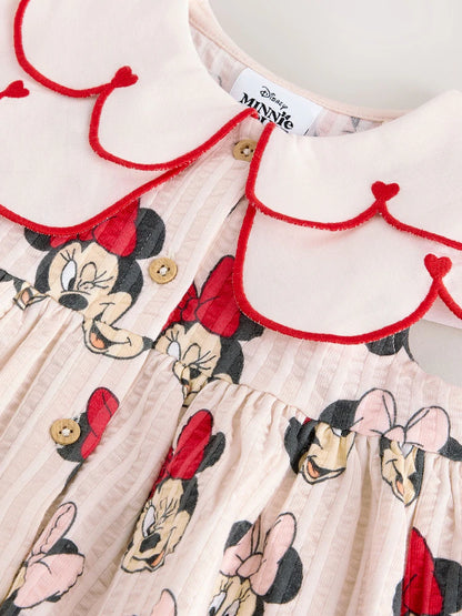 |Girl| Vestido Vermelho da Minnie com Gola – Disney (3 meses a 7 anos)
