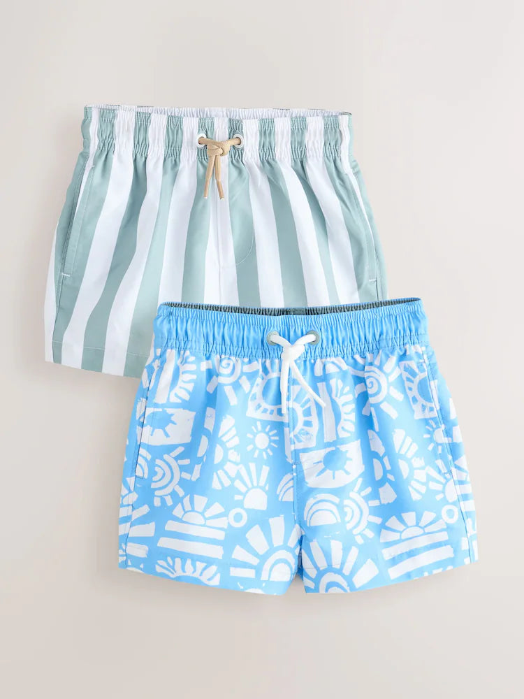 |Boy| Kit Com 2 Shorts De Banho Azul/Verde (3 meses a 7 anos)
