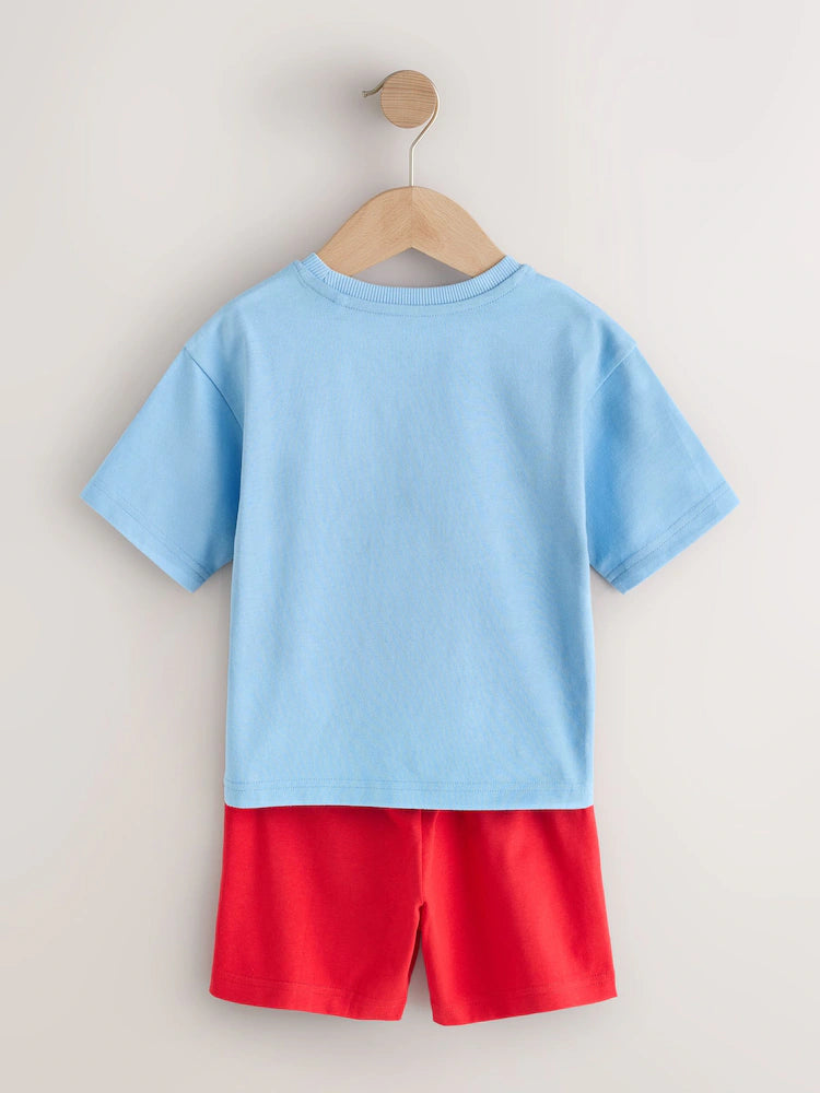 |Boy| Conjunto De 3 Pijamas Curtos Com Estampa De Carro De Corrida Nas Cores Azul, Verde, vermelho e bege (9 meses a 10 anos)