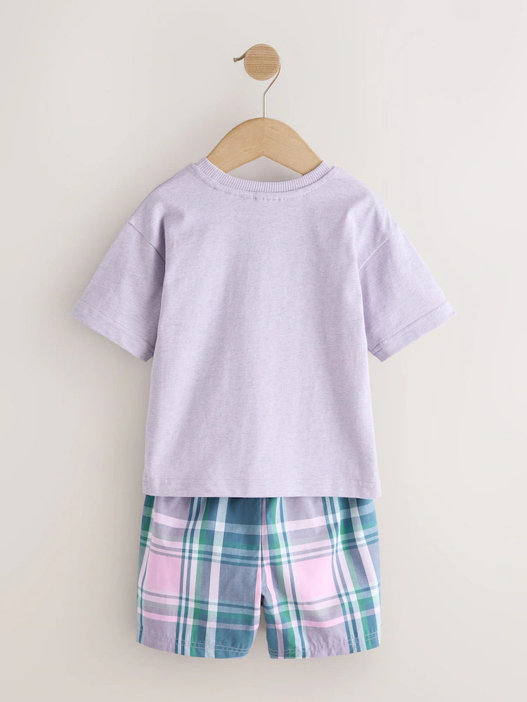 |Boy| Conjunto De 3 Pijamas Curtos Xadrez Azul/Verde/Roxo (9 meses a 12 anos)