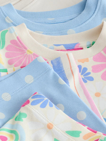 |Girl| Kit com 3 Pijamas Curtos de Unicórnio com Estampa Floral Rosa (9 meses a 12 anos)