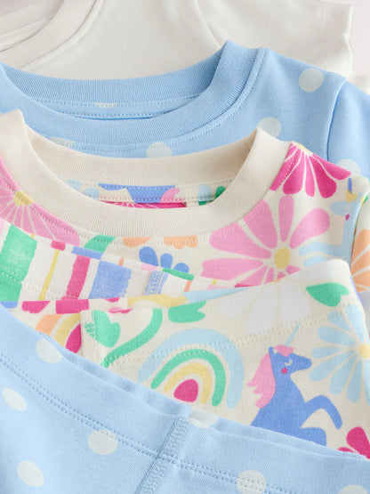|Girl| Kit com 3 Pijamas Curtos de Unicórnio com Estampa Floral Rosa (9 meses a 12 anos)