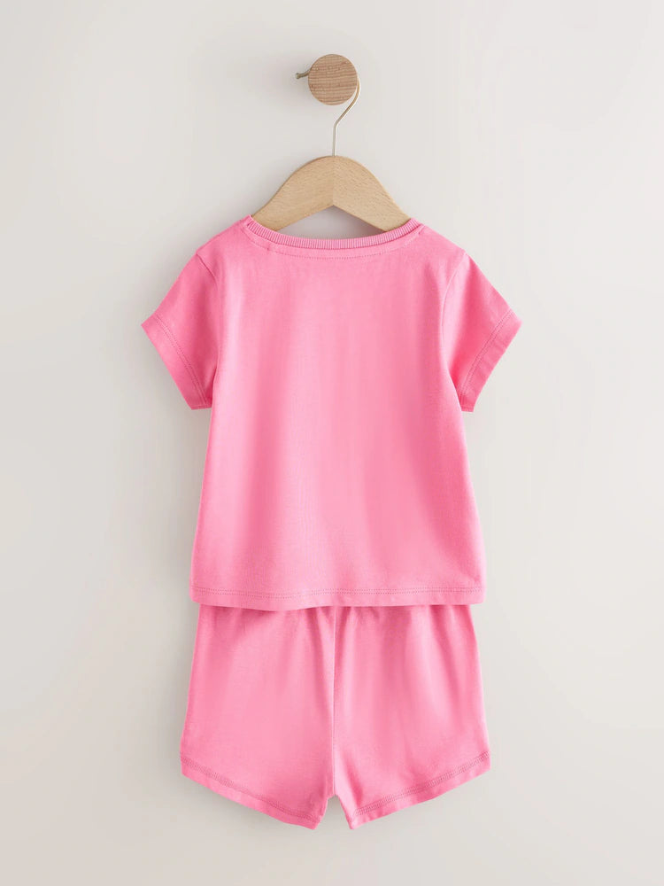 |Girl| Conjunto De 3 Pijamas Curtos Em Tons De Verde-Azulado e Rosa (9 meses a 12 anos)
