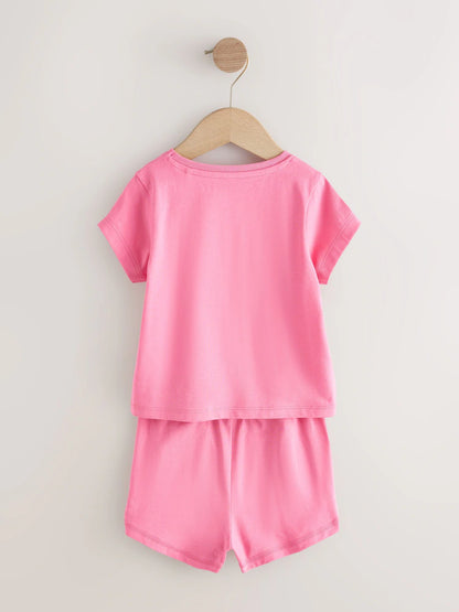 |Girl| Conjunto De 3 Pijamas Curtos Em Tons De Verde-Azulado e Rosa (9 meses a 12 anos)
