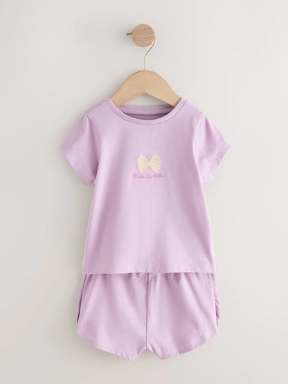 |Girl| Conjunto De 3 Pijamas Curtos Em Tons De Verde-Azulado e Rosa (9 meses a 12 anos)