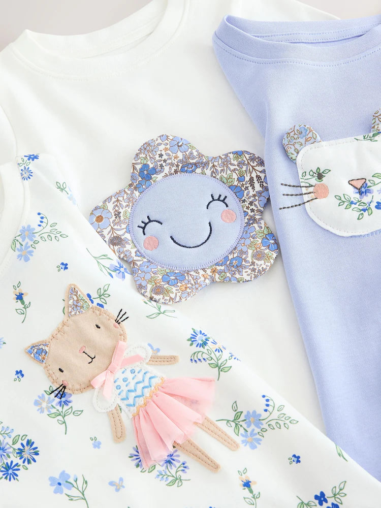 |Girl| Conjunto De 3 Pijamas Azuis Aconchegantes (9 meses a 10 anos)