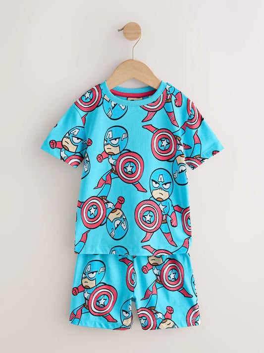 |Boy| Conjunto Com 3 Pijamas Curtos Marvel Em Cores Vibrantes (12 meses a 11 anos)