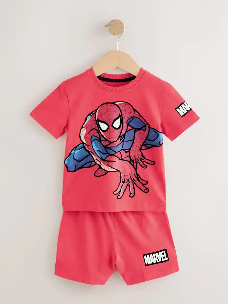 |Boy| Conjunto Com 3 Pijamas Curtos Do Homem-Aranha Nas Cores Preto e Vermelho (12 meses a 10 anos)