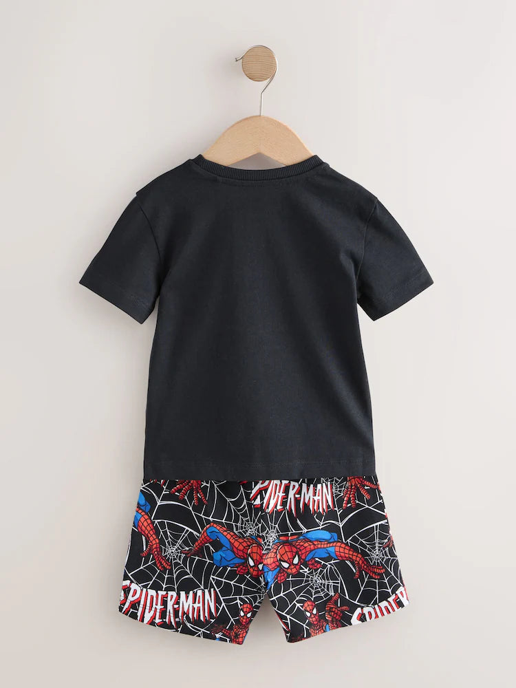 |Boy| Conjunto Com 3 Pijamas Curtos Do Homem-Aranha Nas Cores Preto e Vermelho (12 meses a 10 anos)