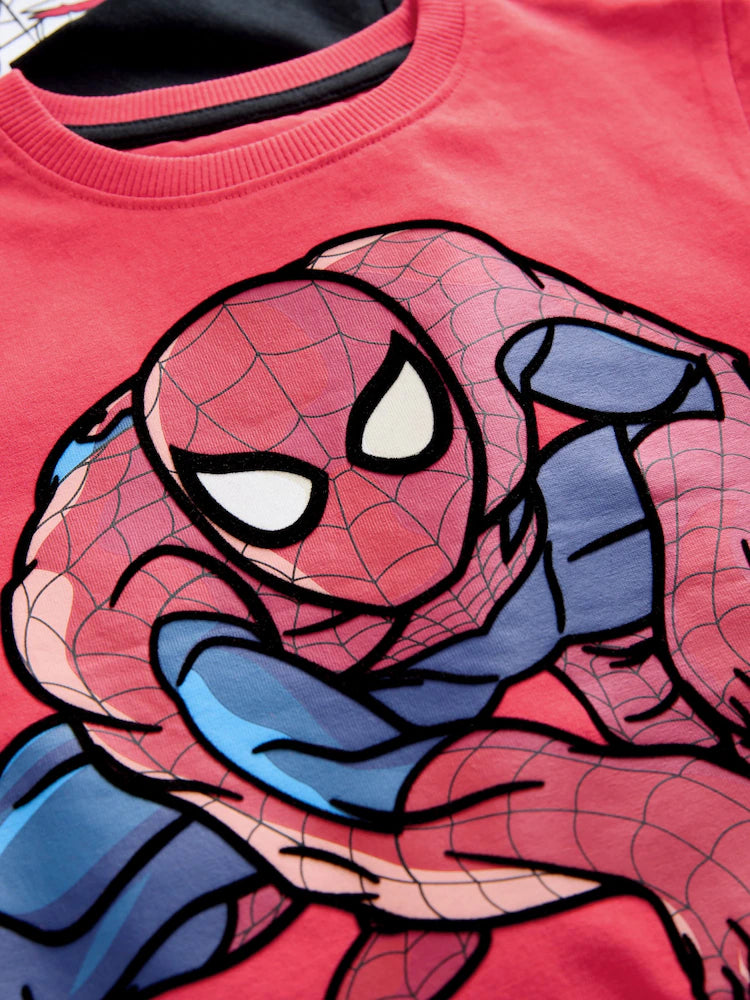 |Boy| Conjunto Com 3 Pijamas Curtos Do Homem-Aranha Nas Cores Preto e Vermelho (12 meses a 10 anos)